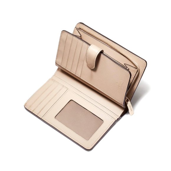 New Kate Spade Elsie Medium Compact Bifold Wallet Leather Warm Beige - Picture 2 of 3